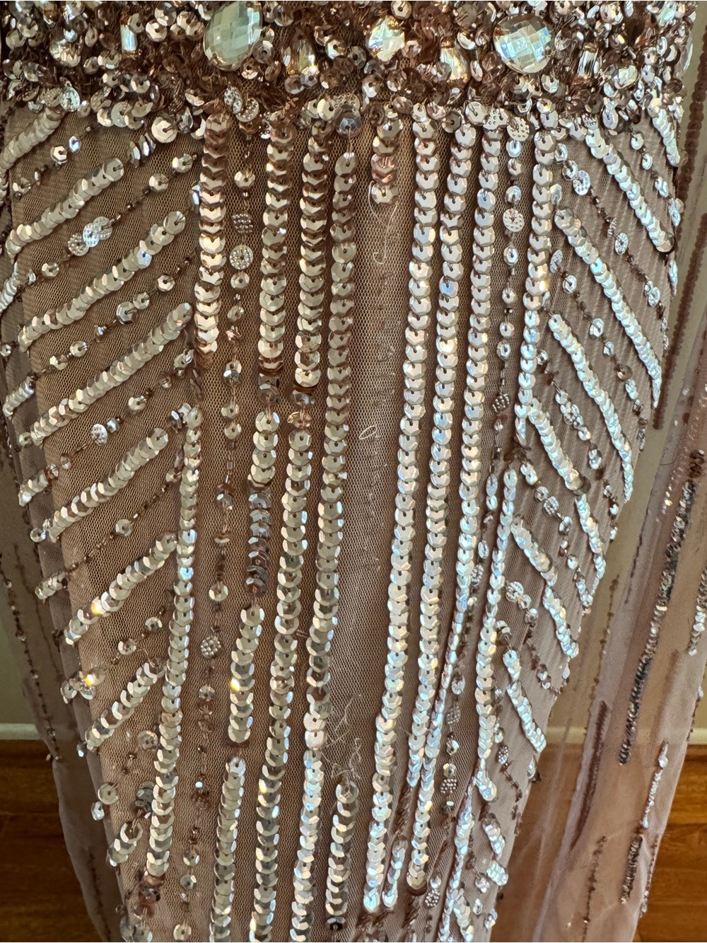 Adrianna Papell Beaded V-Neck Evening Cape Gown - Picture 8 of 14